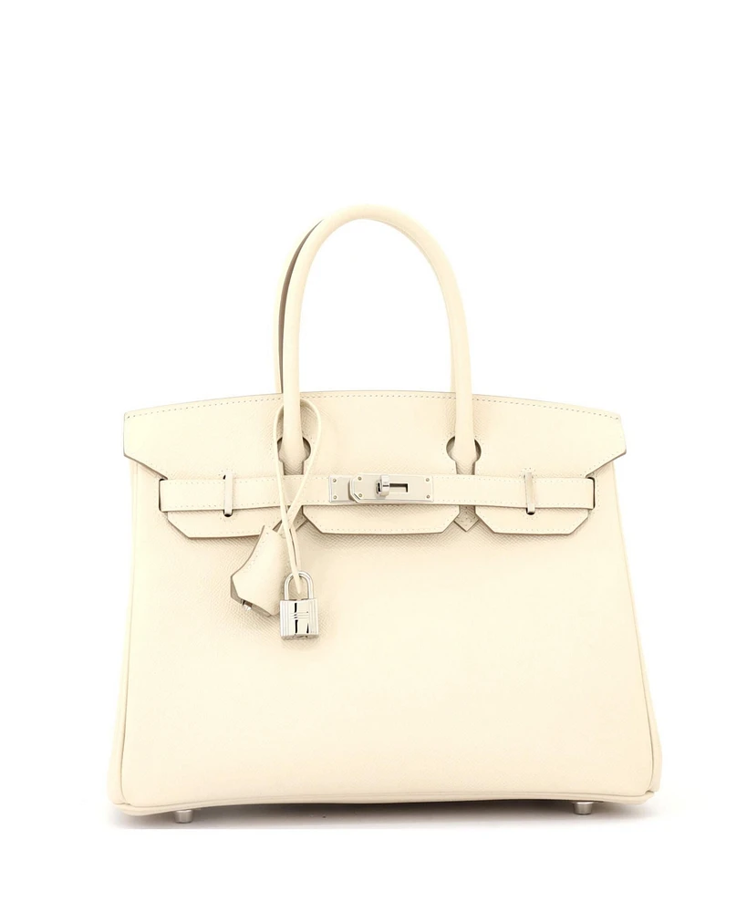 Pre-Owned Hermes Birkin 30 Handbag Light Epsom with Palladium Hardware