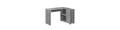 Modern 34" L-Shape Grey Desk Space-Saving Home Office Desk with Storage Drawers