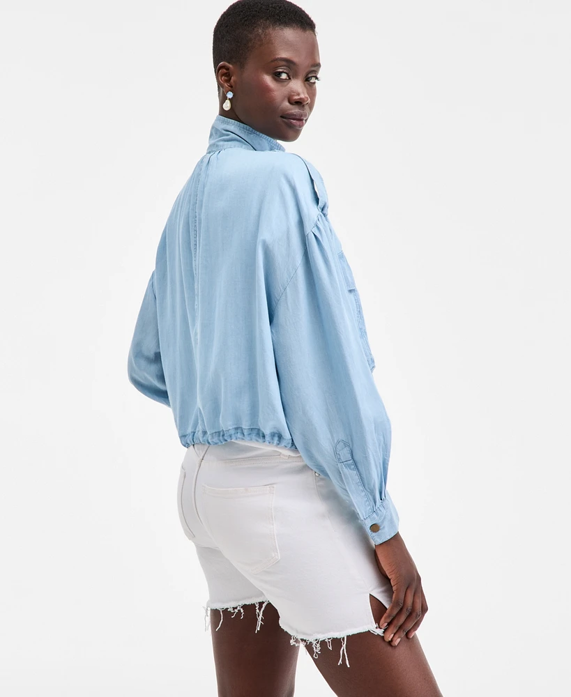 On 34th Women's Chambray Cropped Jacket, Exclusively at Macy's