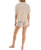 Roudelain Women's Oversized Shirt, Cami & Boxer Short 3-Pc. Pajama Set