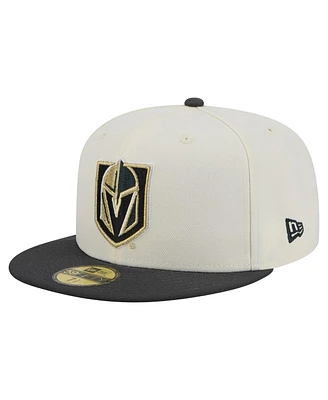 New Era Men's White Vegas Golden Knights Chrome Two-Toned 59FIFTY Fitted Hat