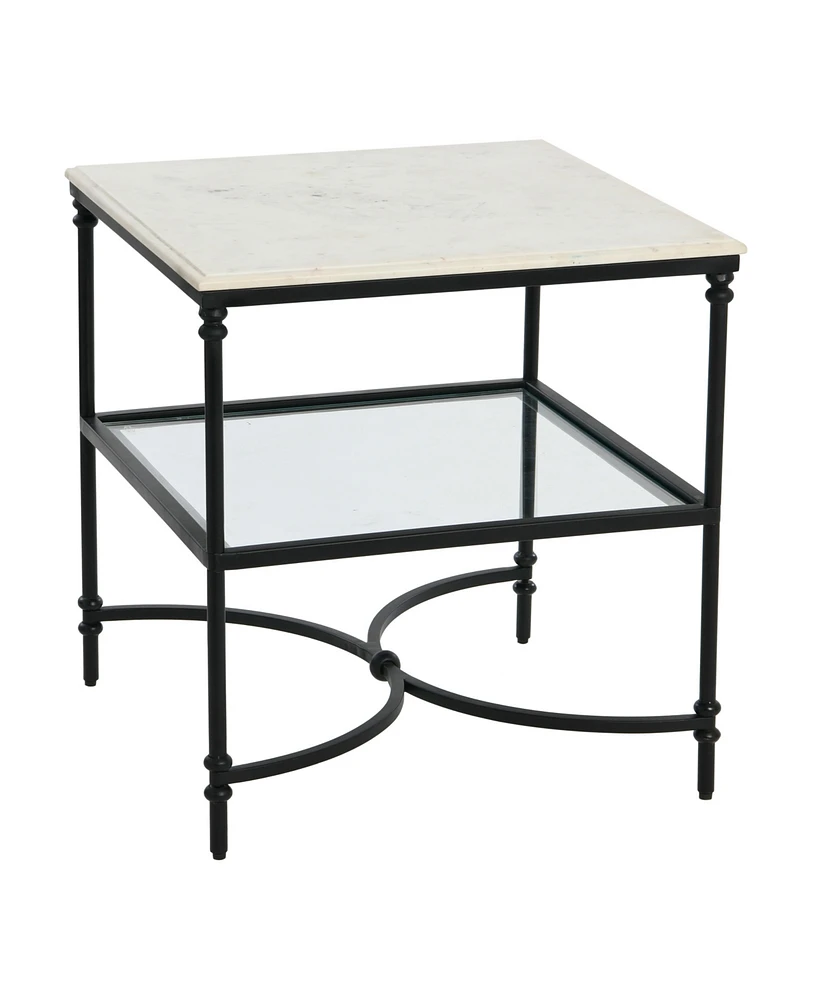 Creative Co-op 24" Marble and Metal Libertine Genuine Ogee Edge Square End Table