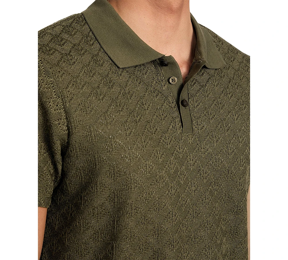 Guess Men's Logan Short Sleeve Knit Polo Shirt