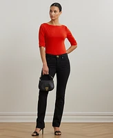 Lauren Ralph Petite Stretch Cotton Boatneck Tee