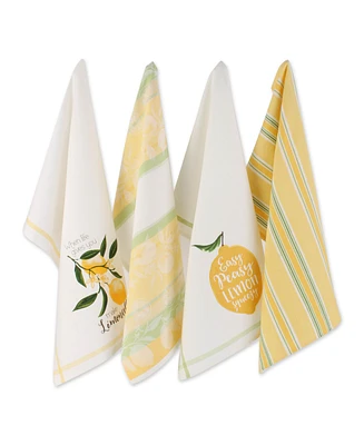Design Imports Lemon Bliss Cotton Dishtowel Set, 18" x 28"
