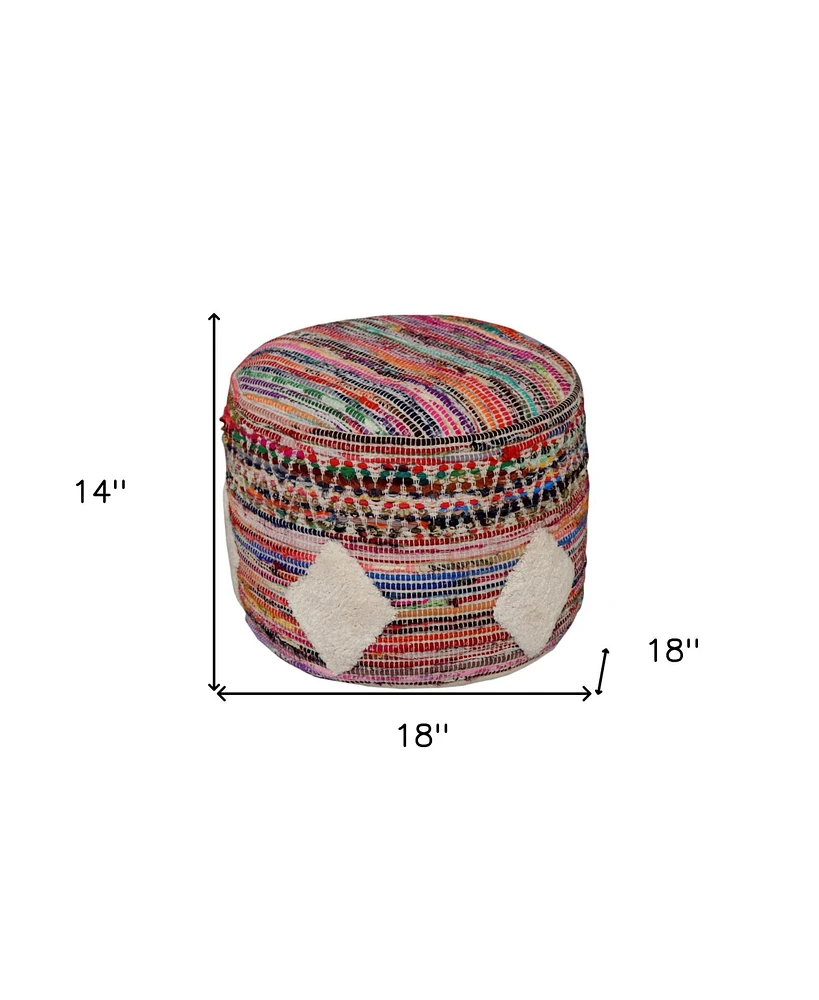 Cotton Blend Ottoman for Living Room Bedroom Seating and Home Decor