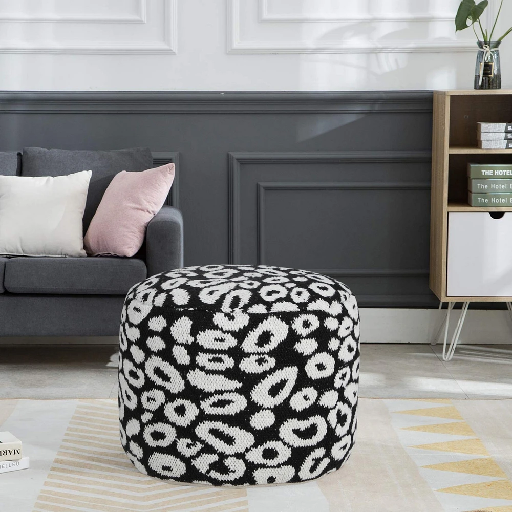Cotton Blend Ottoman for Living Room Footrest and Comfortable Seating