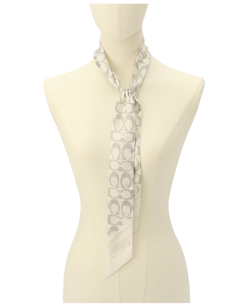 Coach Textured Signature Print Silk Skinny Scarf