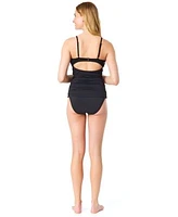 Cece Womens La Vie A La Mer Plunge Neck Tankini Top Textured Bikini Bottoms