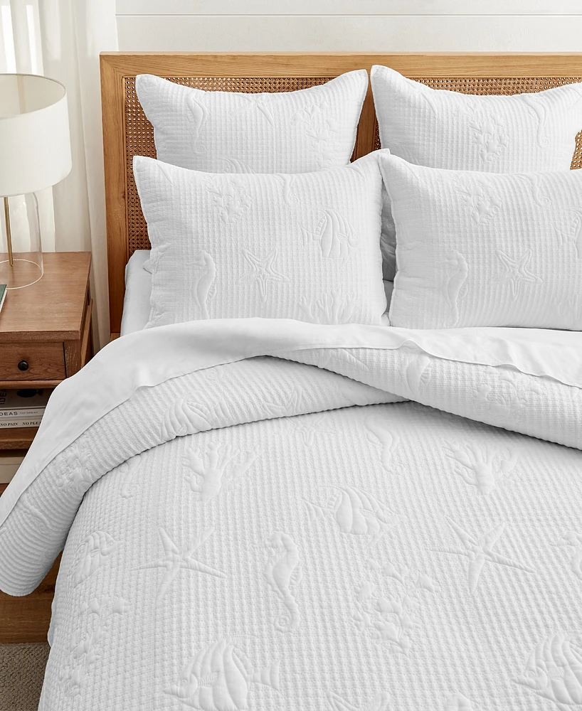Levtex Cross Stitch Sea Textured 3-Pc. Quilt Set, Full/Queen