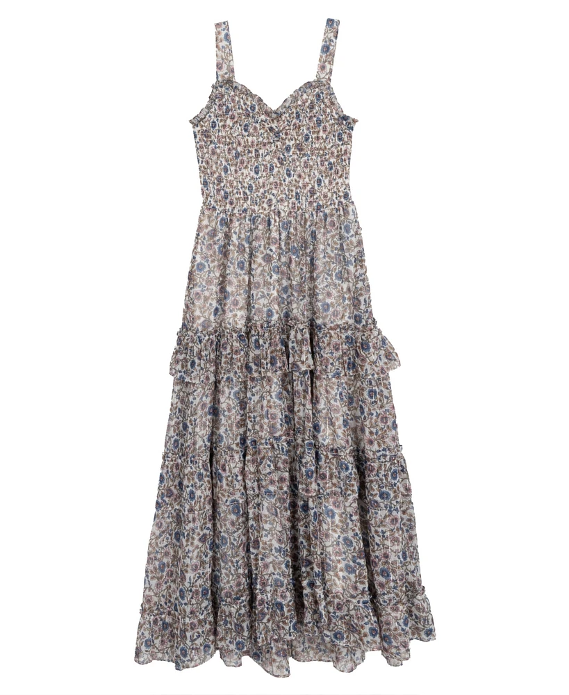 Rare Editions Big Girls 2-Piece Floral Maxi With Denim Vest and Dress Set