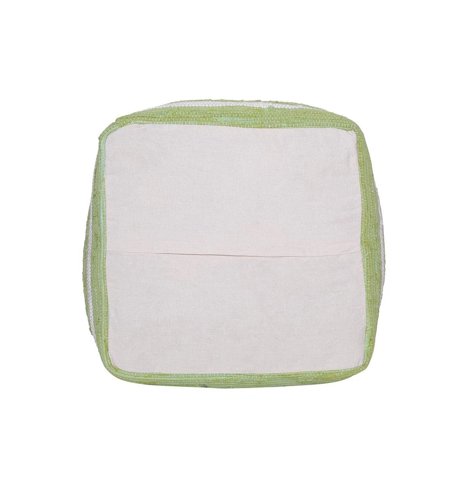 Cotton Cube Striped Pouf Ottoman for Living Room Seating and Decor