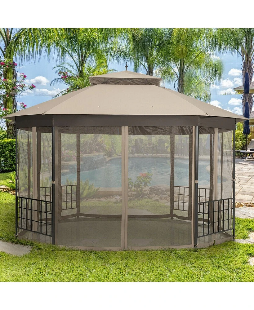10 x 12 Octagonal Patio Gazebo with Mosquito Net