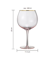 The Wine Savant Gold Rim Vintage Stemmed Wine Glasses, Set of 2