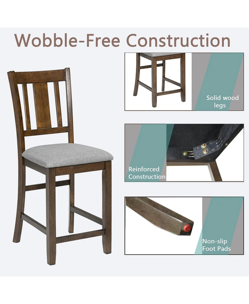 Dining Room Furniture Counter Height Chairs Set for 4, Kitchen Chair with Padded Seat, Walnut