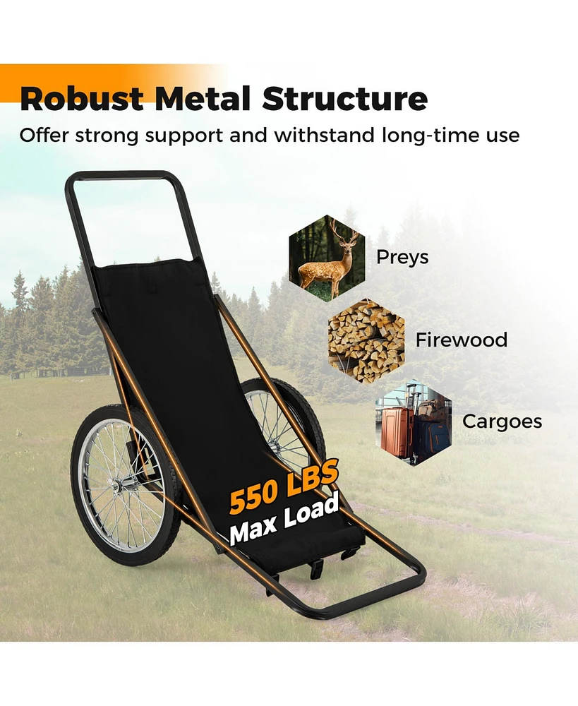 550 Lbs Folding Deer Game Cart with Polyester Liner for Hunting
