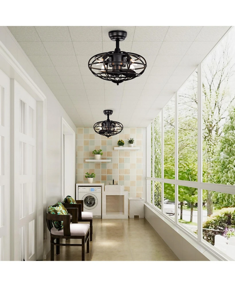 18" Caged Ceiling Fan with Remote, Timer (3 Speeds)