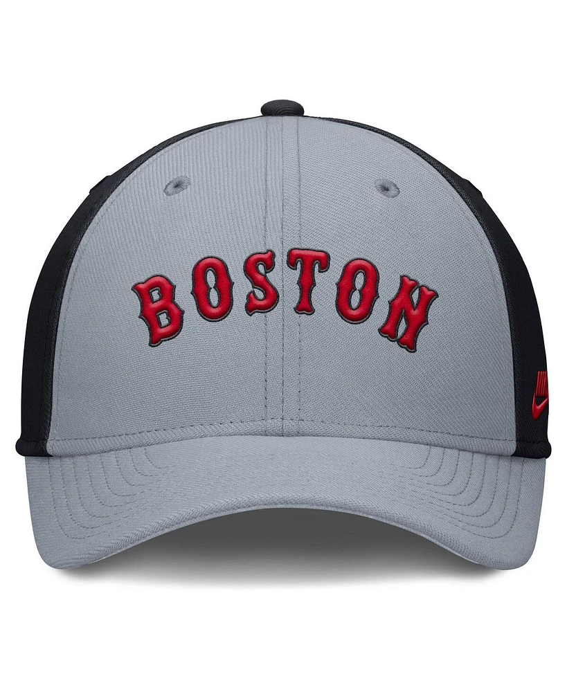 Nike Men's Gray/Navy Boston Red Sox Rise Swoosh Performance Flex Hat