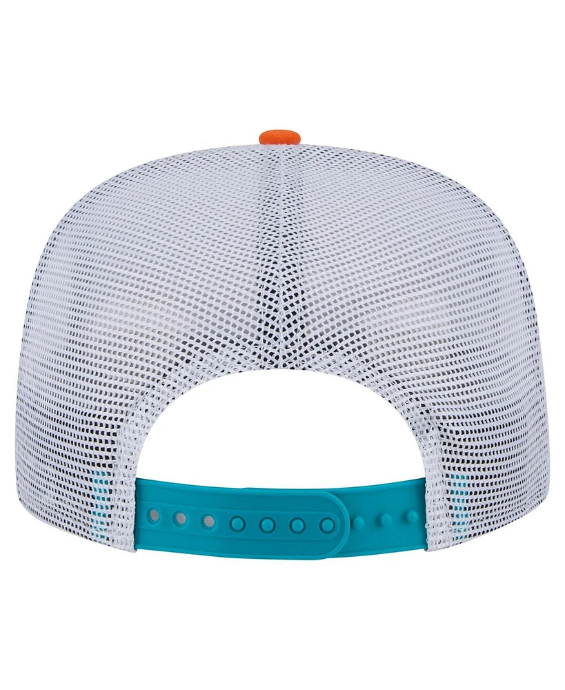 New Era Men's Orange/Aqua Miami Dolphins Throwback Dye Golfer Snapback Hat