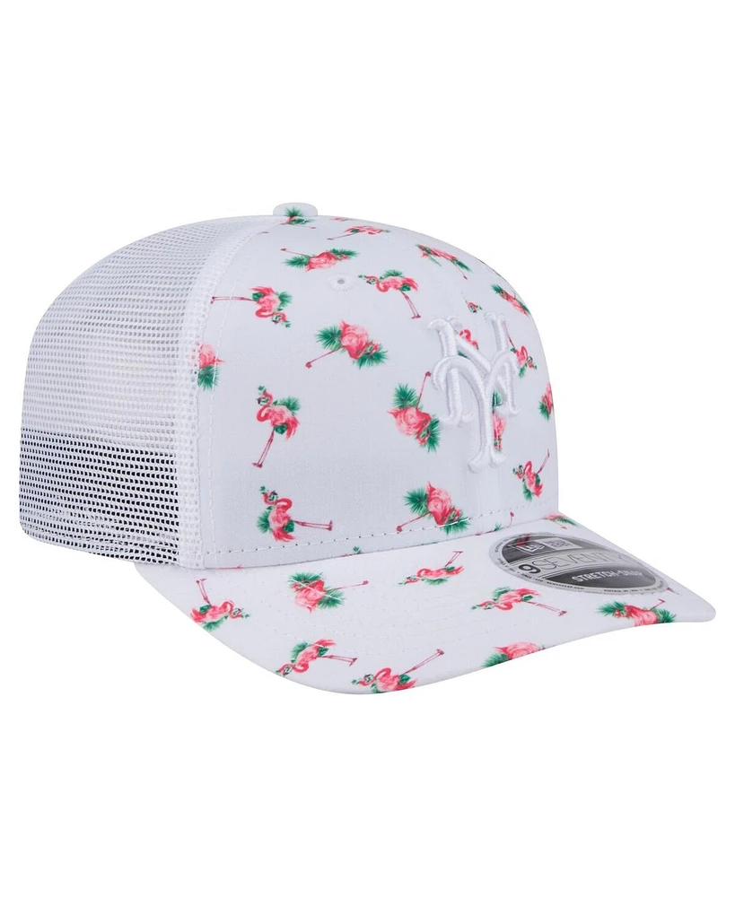 New Era Men's White New York Mets Flamingo Mesh Back 9SEVENTY Stretch-Snap Hat