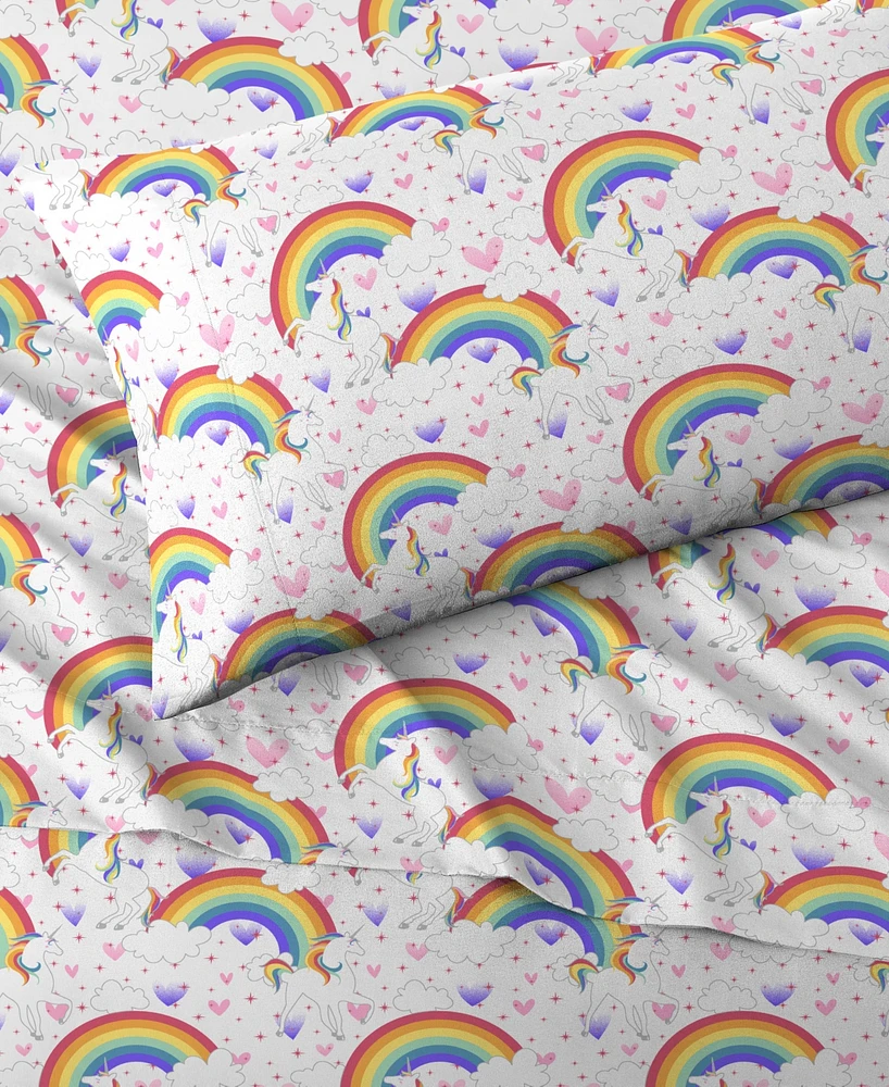 Dream Factory Unicorn Rainbow 3-Pc. Sheet Set, Twin