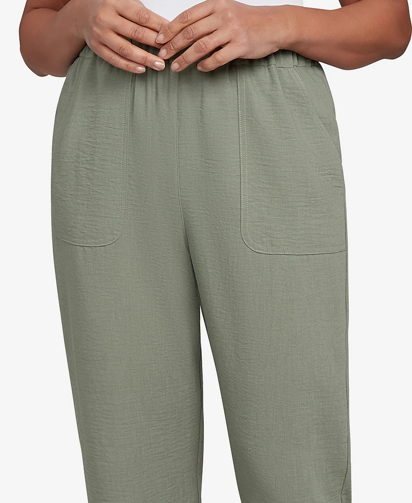 Alfred Dunner Women's Copper Canyon Patch Pocket Medium Length Elastic Waistband Pants