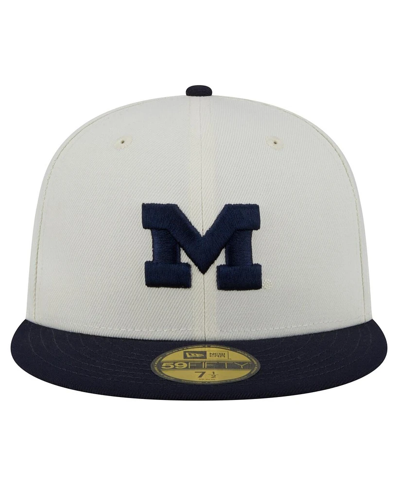 New Era Men's Cream Michigan Wolverines Chrome 59FIFTY Fitted Hat