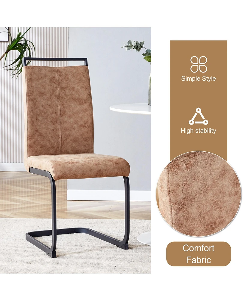 Cozy Modern Dining Set: Table (67"x35.4") + 4 Fabric Chairs