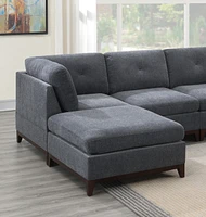 Piece Ash Grey Chenille Fabric Modular Sectional with Ottomans