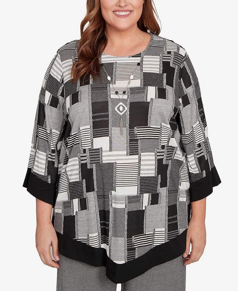 Alfred Dunner Plus Solid Patchwork Top