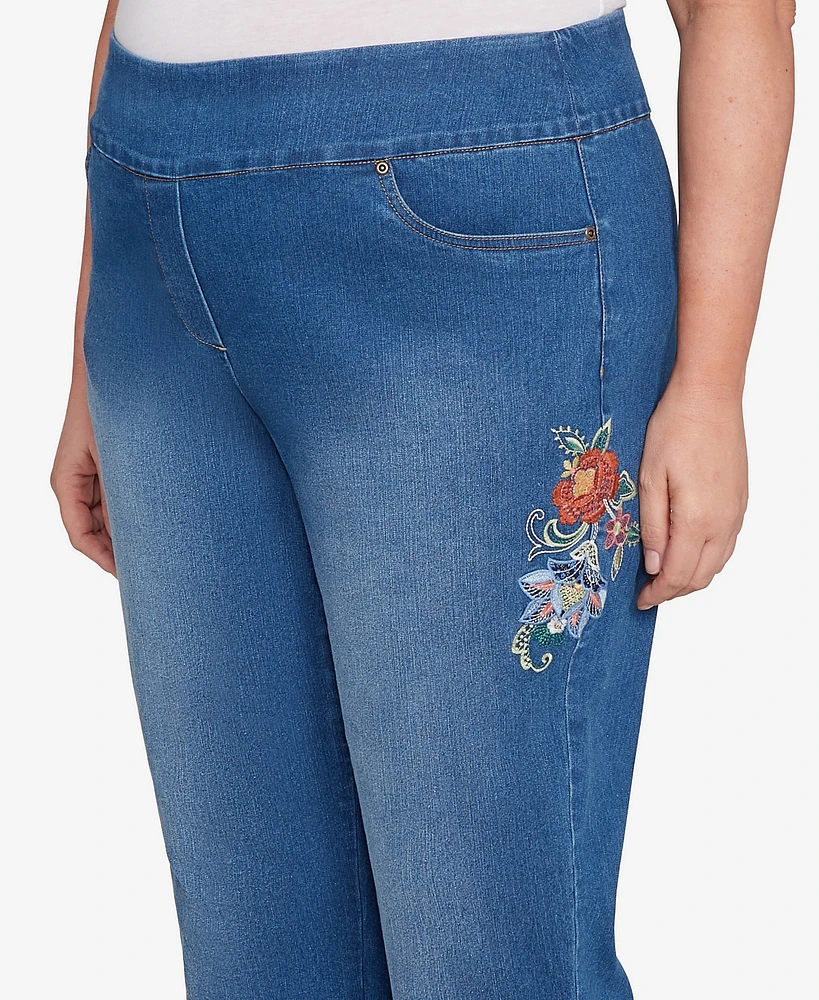 Alfred Dunner Plus Embroidered Denim Jeans