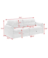 79.50 inches long, Teddy Cotton Linen Sofa Fabric, with metal conical long legs, metal strip matching