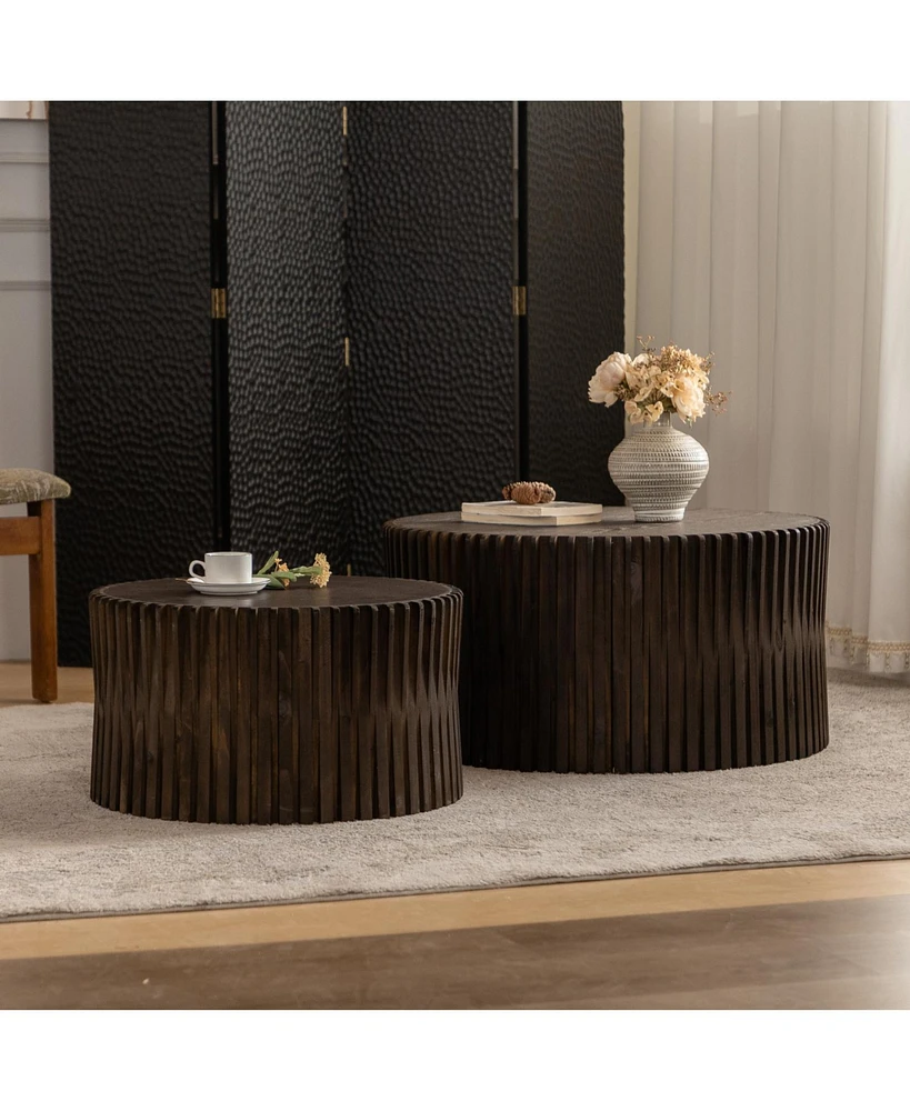 Vintage Textured Nesting Coffee Table Set (Set of 2)
