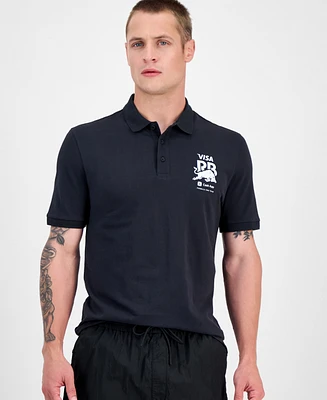 Hugo by Boss Men's Core Fanwear Relaxed Fit Short Sleeve Sponsor Logos Polo Shirt