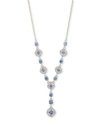 Givenchy Silver-Tone Pave & Round Crystal Halo Lariat Necklace, 16" + 3" extender