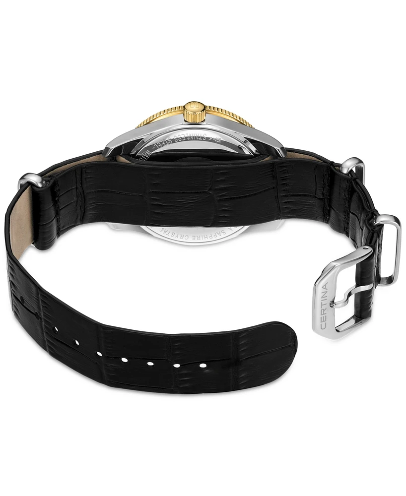 Certina Women's Swiss Ds Heritage Black Leather Strap Watch 38mm