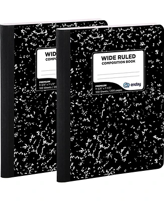 Enday Marble Composition Notebook Wide Ruled Black and White Composition Books 100 Sheets (2 Pack