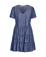 City Chic Women's Denim Tier Dress