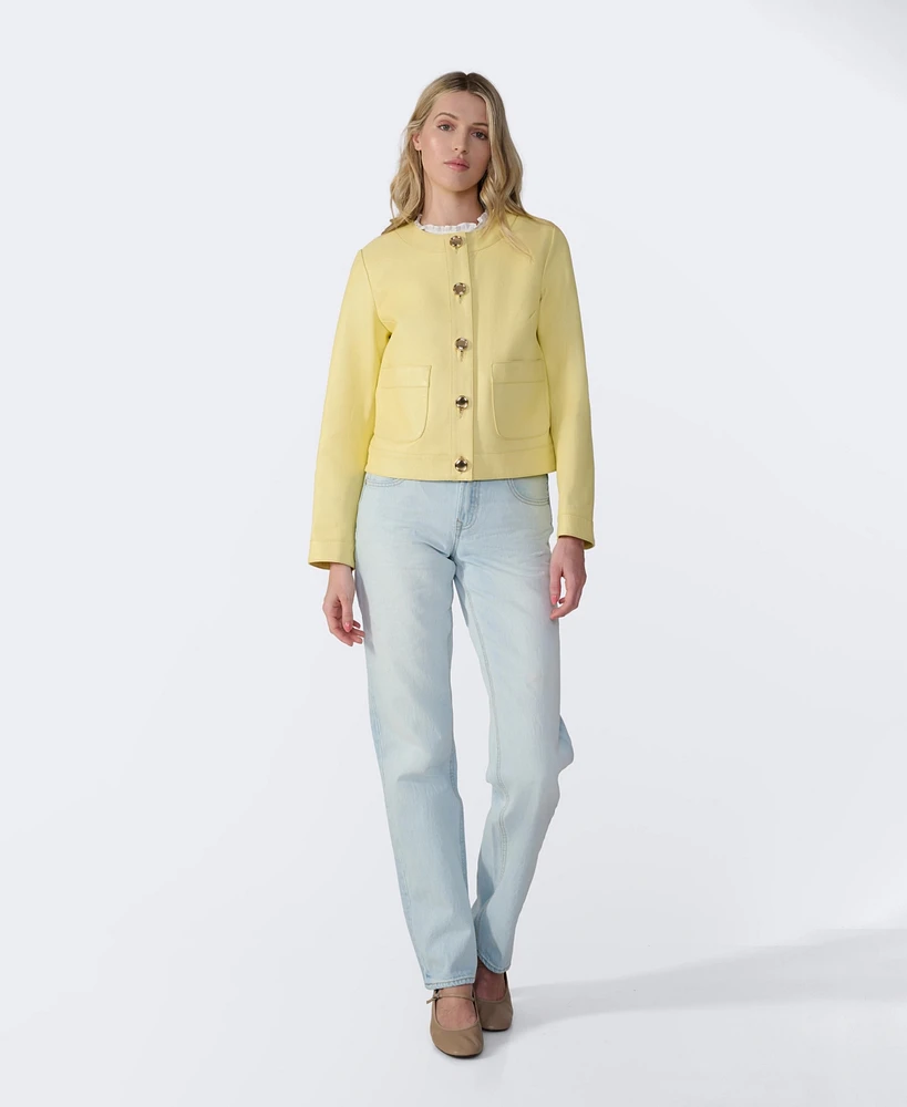 Furniq Uk Women's Leather Cropped Jacket, Created for Macy s