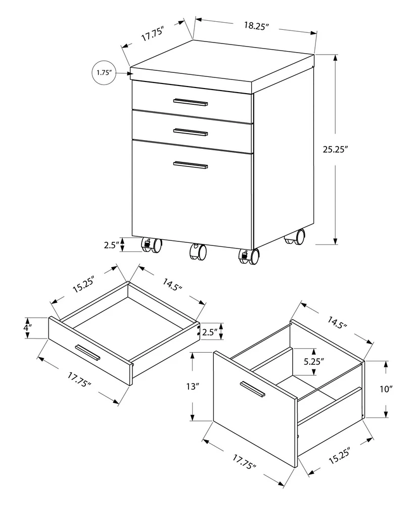 Mdf 3-drawer Filing