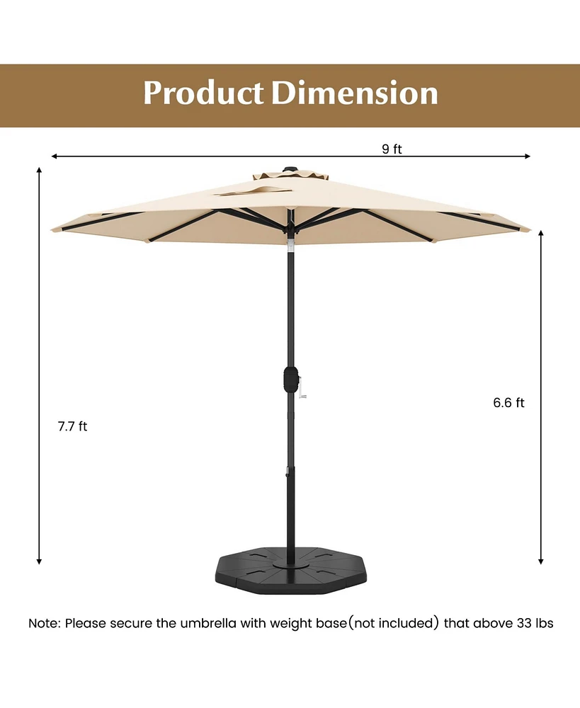 9 Ft Outdoor Market Patio Table Umbrella Push Button Tilt Crank Lift