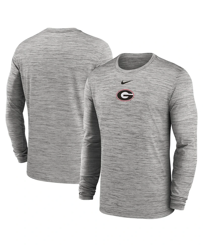 Nike Men's Gray Georgia Bulldogs 2025 Sideline Velocity Performance Long Sleeve T-Shirt