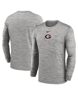 Nike Men's Gray Georgia Bulldogs 2025 Sideline Velocity Performance Long Sleeve T-Shirt