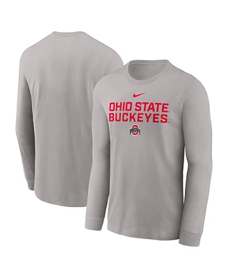 Nike Men's Gray Ohio State Buckeyes 2025 Sideline Performance Long Sleeve T-Shirt