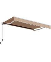 8 x 6.6 Feet Patio Retractable Awning with Manual Crank Handle-Beige