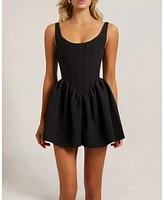 Heiress Beverly Hills Women's Corset Flared A-Line Crepe Mini Dress
