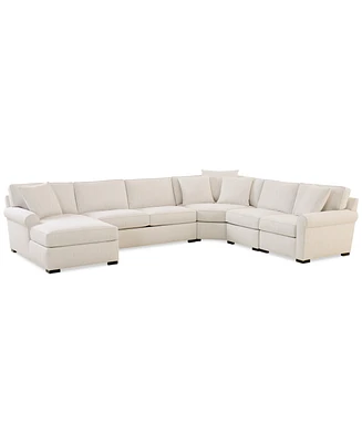 Radley Roll Arm 148" -Pc. Fabric Chaise Sectional with Wedge