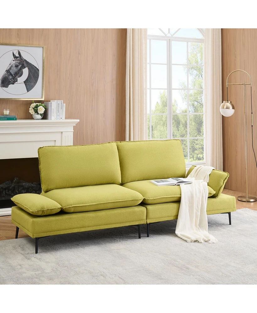 Custom 89" Cotton-Linen Throw: Green Elegance for Every Space