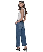 Karl Lagerfeld Paris Women's Wide-Leg Cropped Denim Jeans