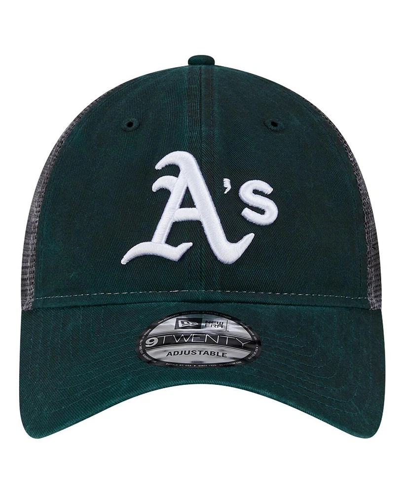 New Era Men's Green Athletics Team Slick Trucker 9TWENTY Adjustable Hat